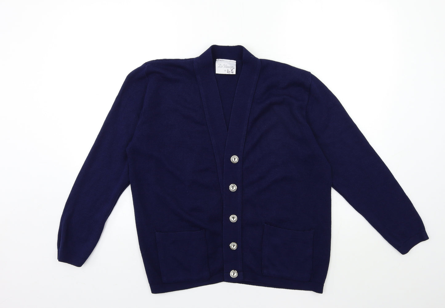 lio vincengo Womens Blue  Knit Cardigan Jumper Size M