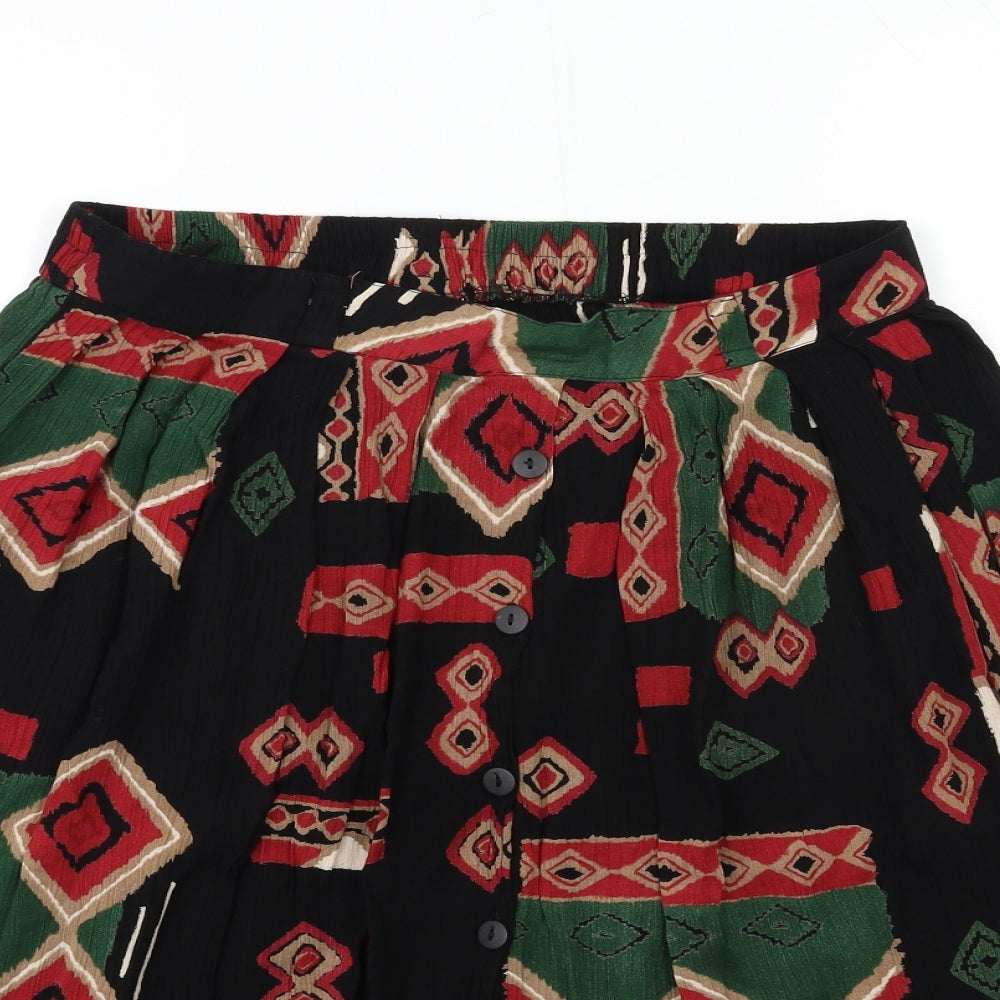 Preworn Womens Black Geometric  Pleated Skirt Size 32 in