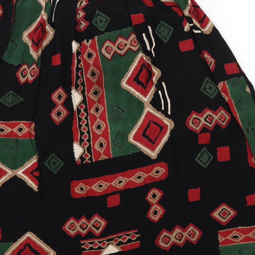 Preworn Womens Black Geometric  Pleated Skirt Size 32 in