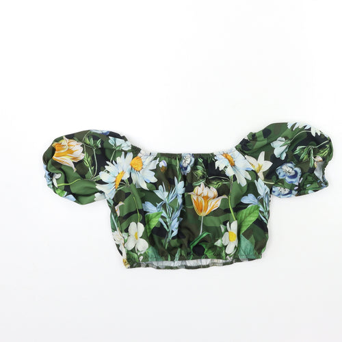 SheIn Girls Grey Floral  Basic Blouse Size 10 Years