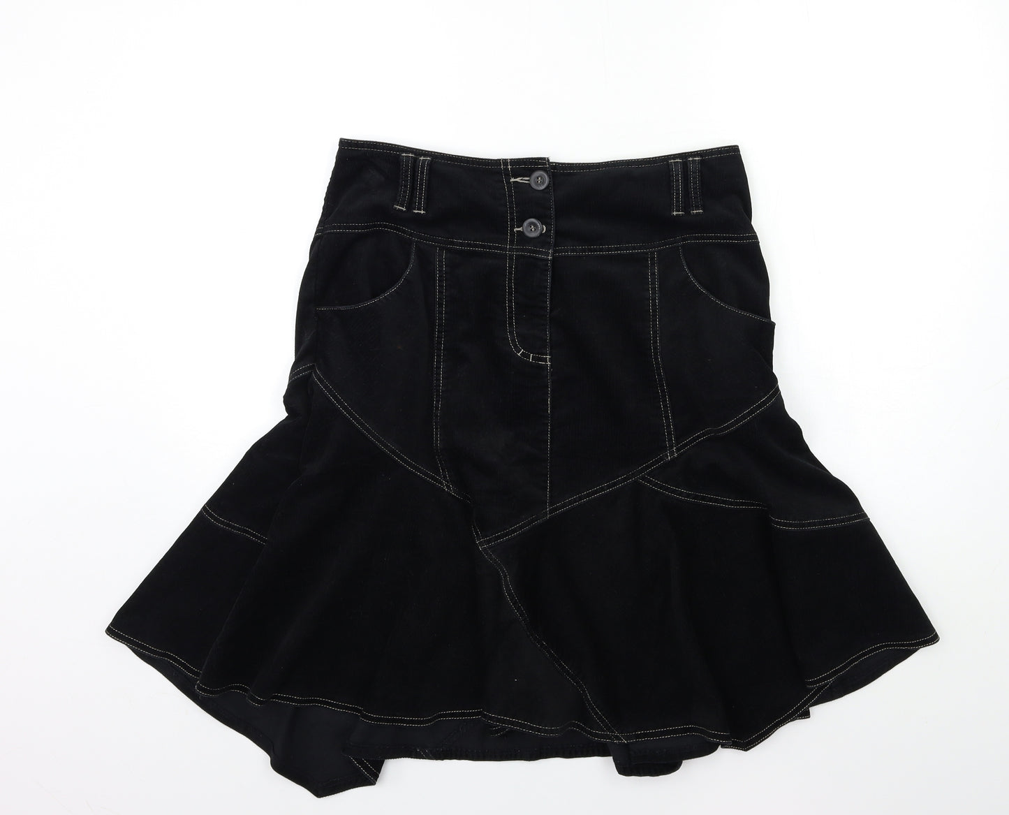 NEXT Womens Black  Corduroy Flare Skirt Size 12