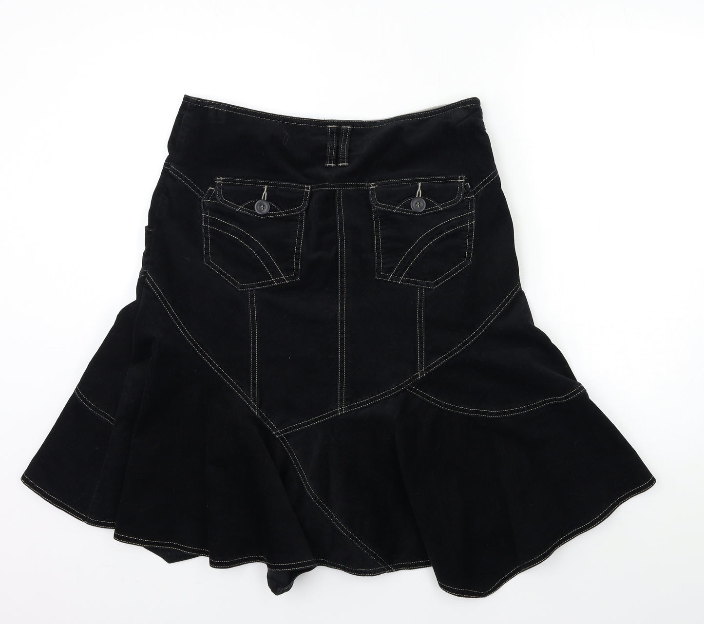 NEXT Womens Black  Corduroy Flare Skirt Size 12