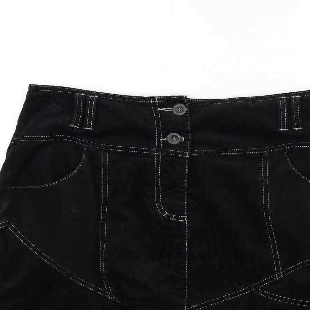 NEXT Womens Black  Corduroy Flare Skirt Size 12