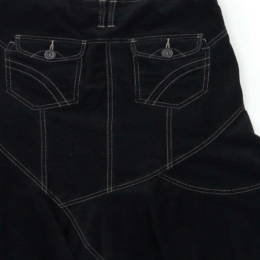 NEXT Womens Black  Corduroy Flare Skirt Size 12