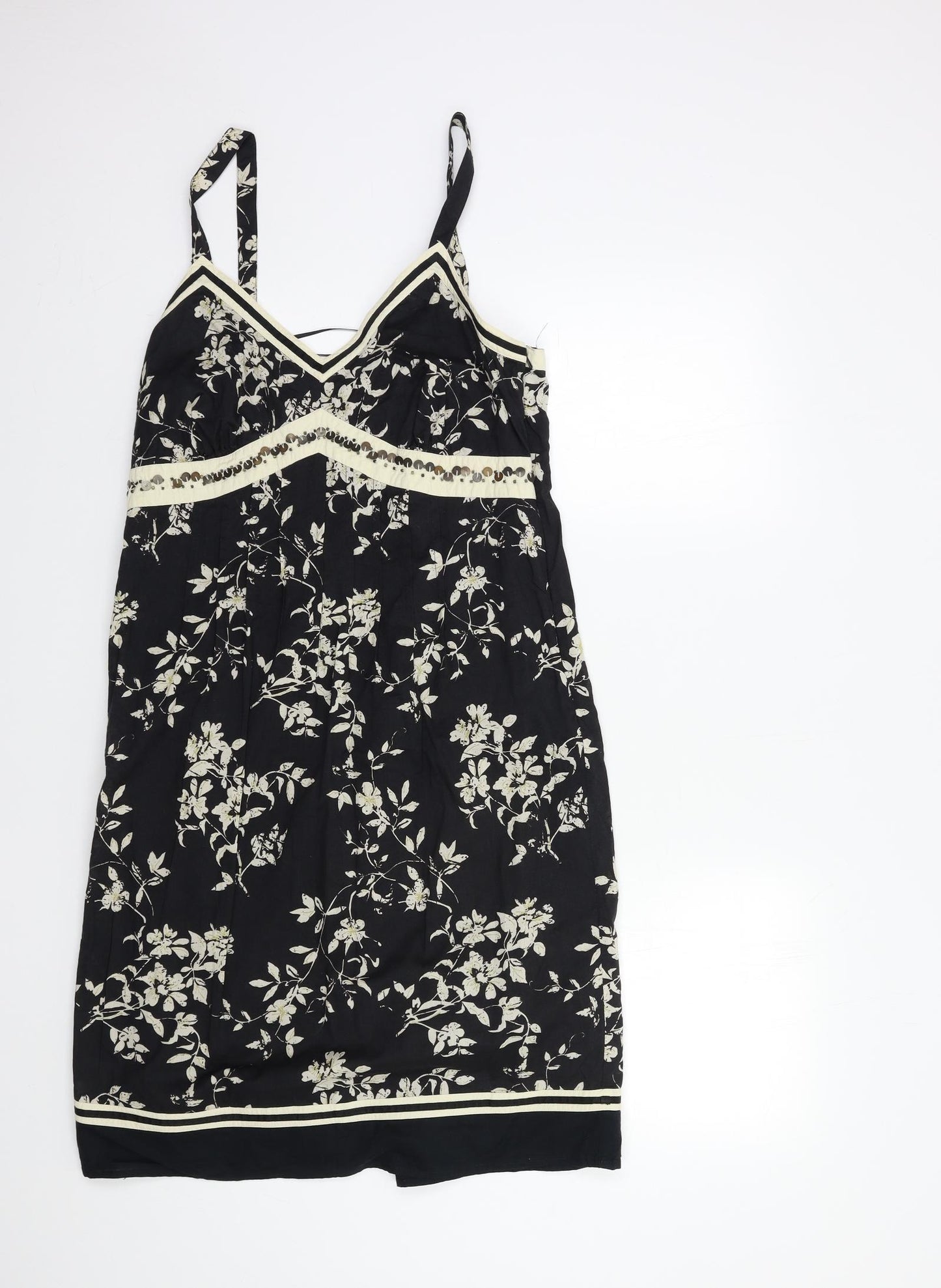 NEXT Womens Black Floral  Tank Dress  Size 14