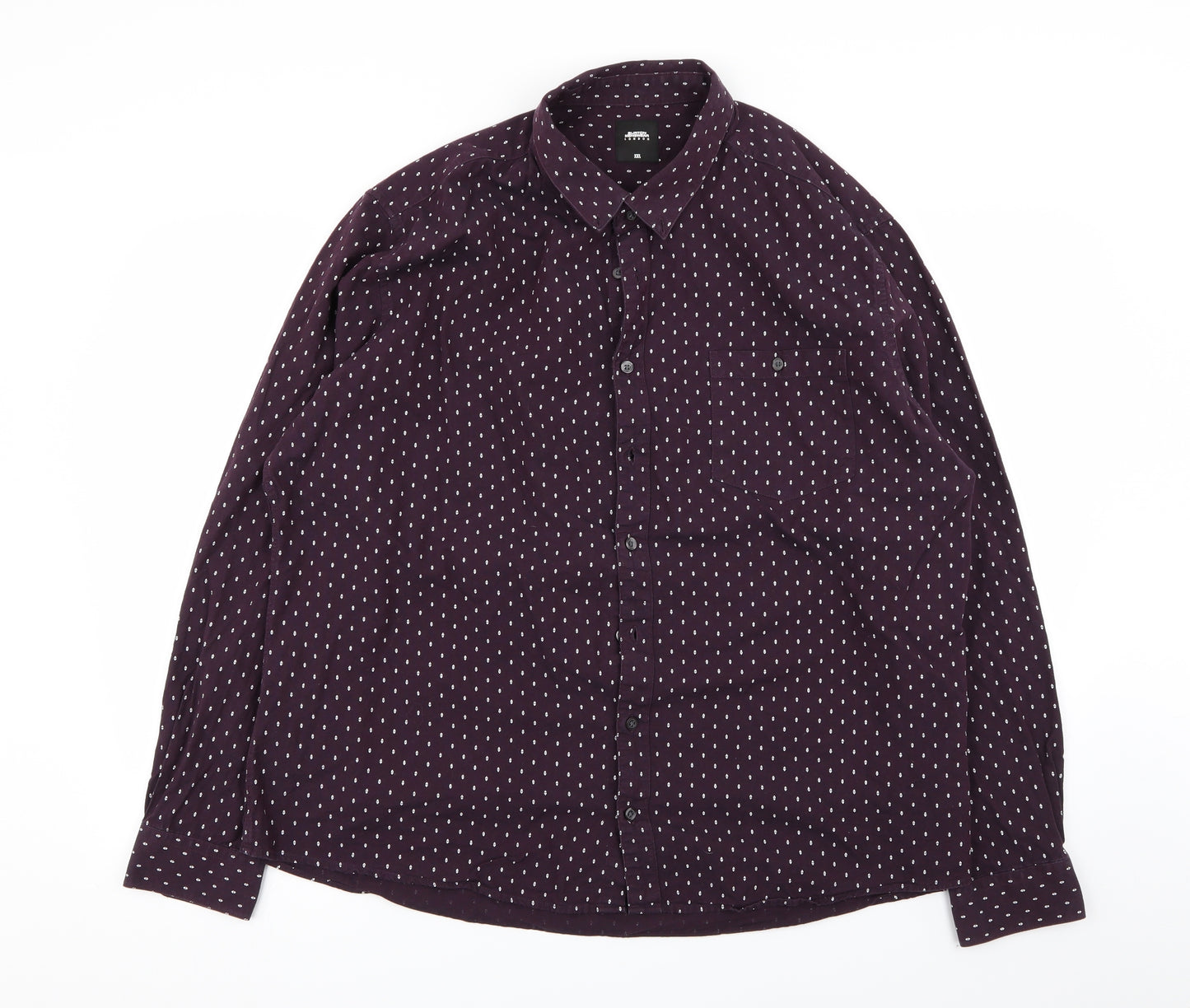 Burton Menswear Mens Purple Polka Dot   Button-Up Size 2XL