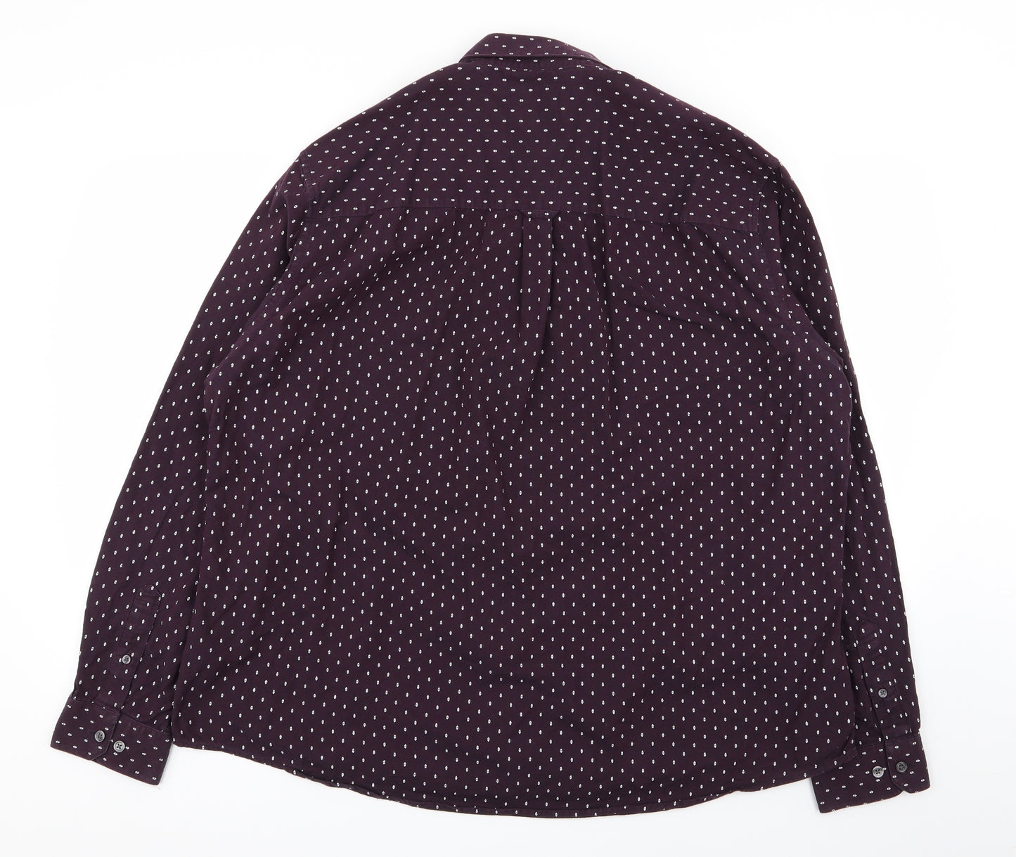 Burton Menswear Mens Purple Polka Dot   Button-Up Size 2XL
