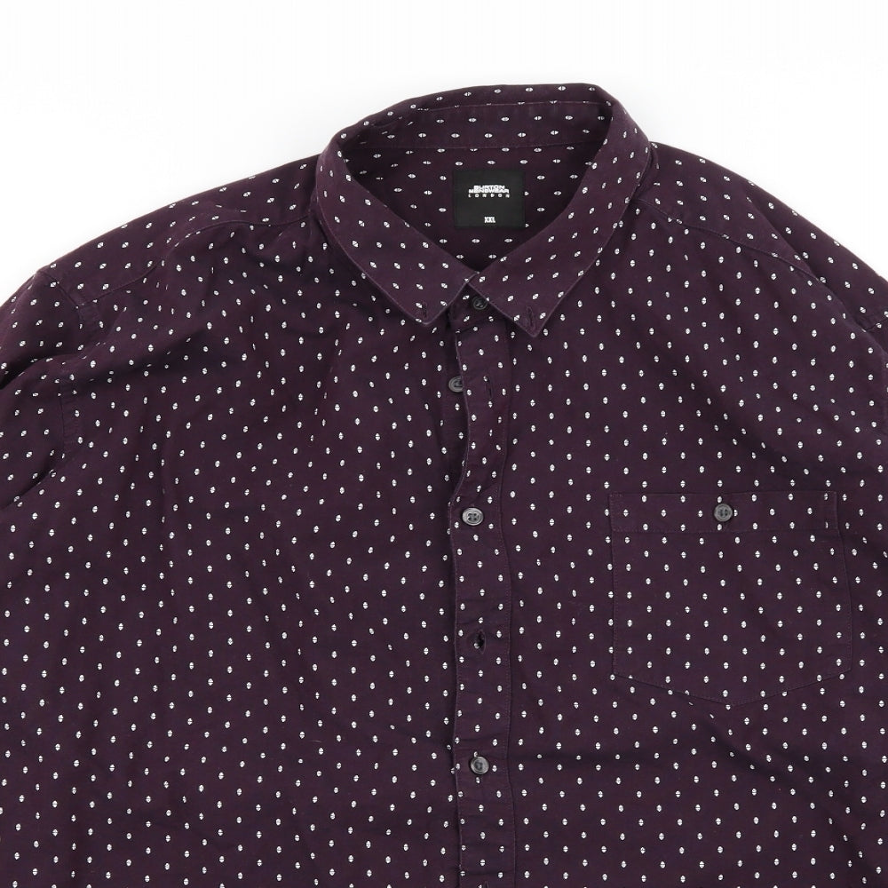 Burton Menswear Mens Purple Polka Dot   Button-Up Size 2XL