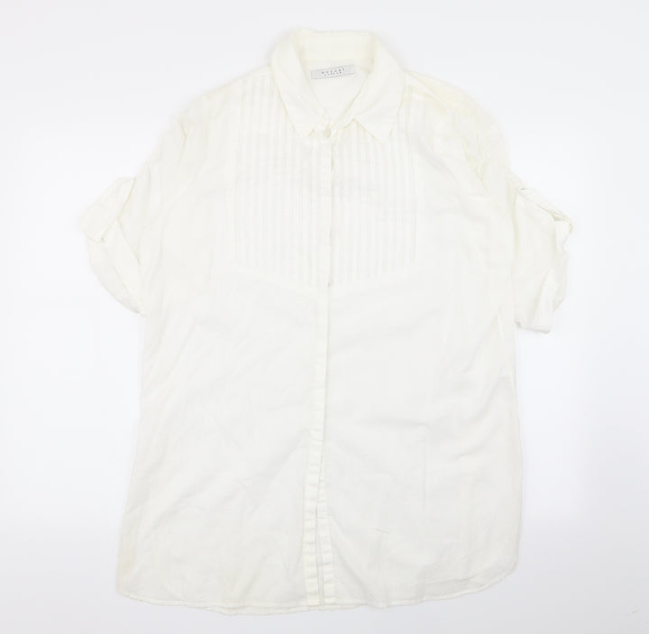 Nougat Womens White Basic Button-Up Size 4