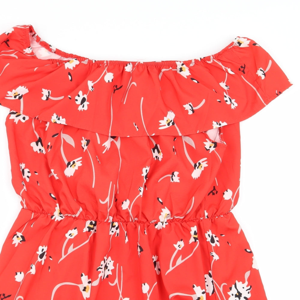 Preworn Womens Red Floral  Fit & Flare  Size XL