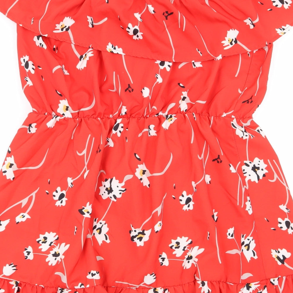 Preworn Womens Red Floral  Fit & Flare  Size XL