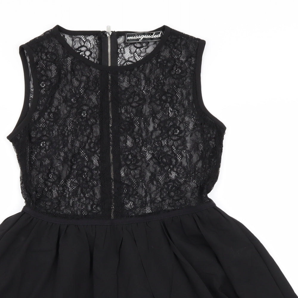 Missguided Womens Black Floral  Fit & Flare  Size 10
