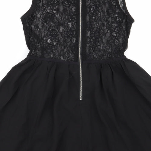 Missguided Womens Black Floral  Fit & Flare  Size 10