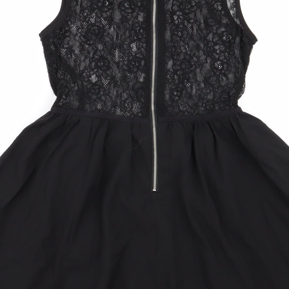 Missguided Womens Black Floral  Fit & Flare  Size 10