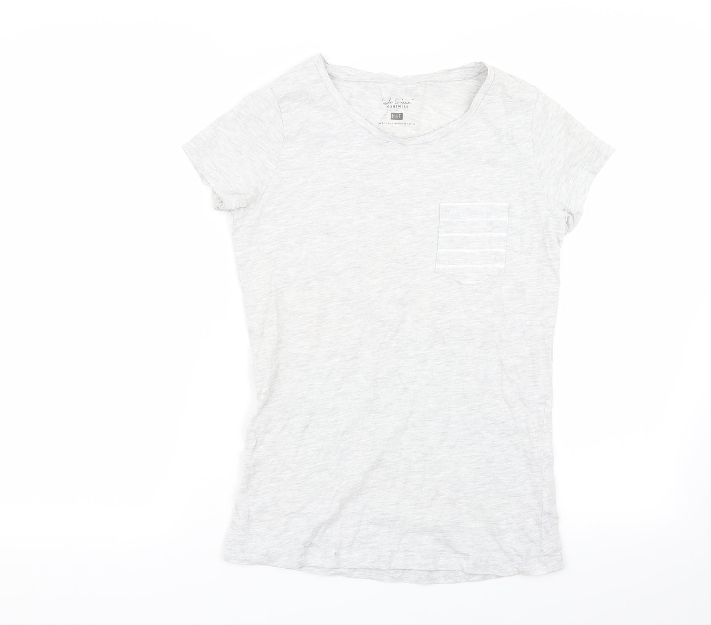 F&F Womens Grey Solid  Top Pyjama Top Size 6