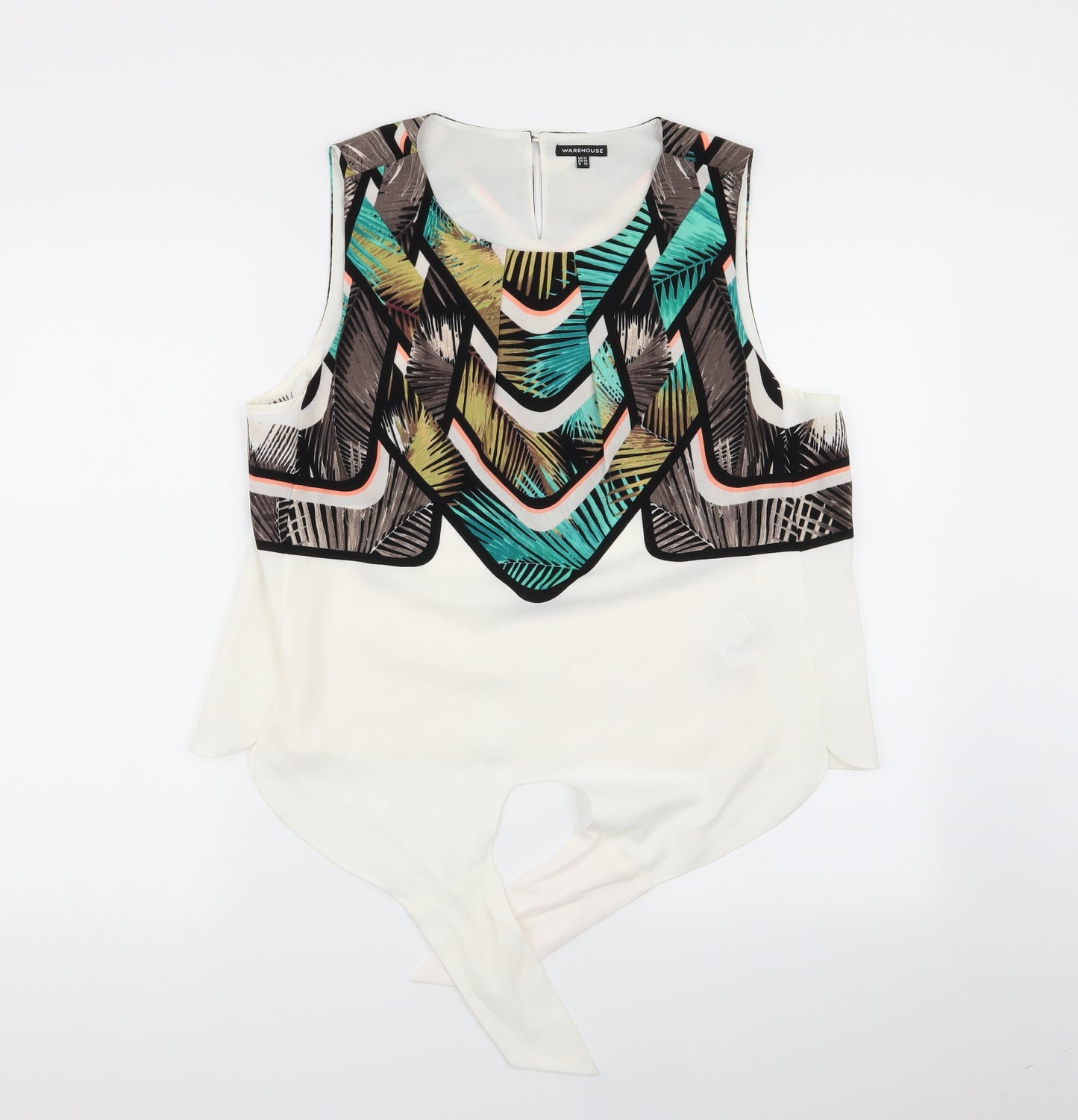Warehouse Womens Multicoloured Geometric  Basic Blouse Size 16