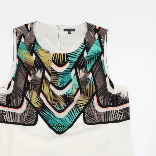 Warehouse Womens Multicoloured Geometric  Basic Blouse Size 16