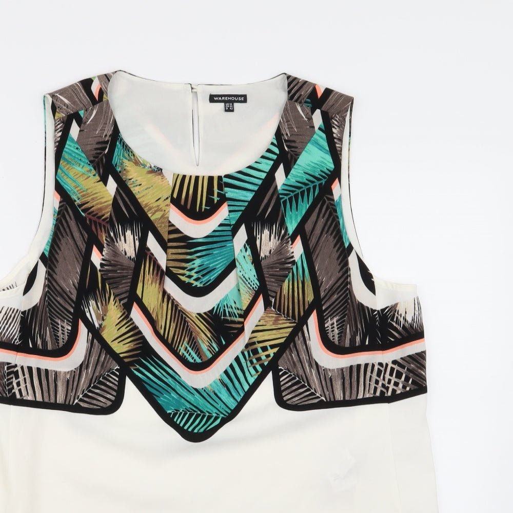 Warehouse Womens Multicoloured Geometric  Basic Blouse Size 16