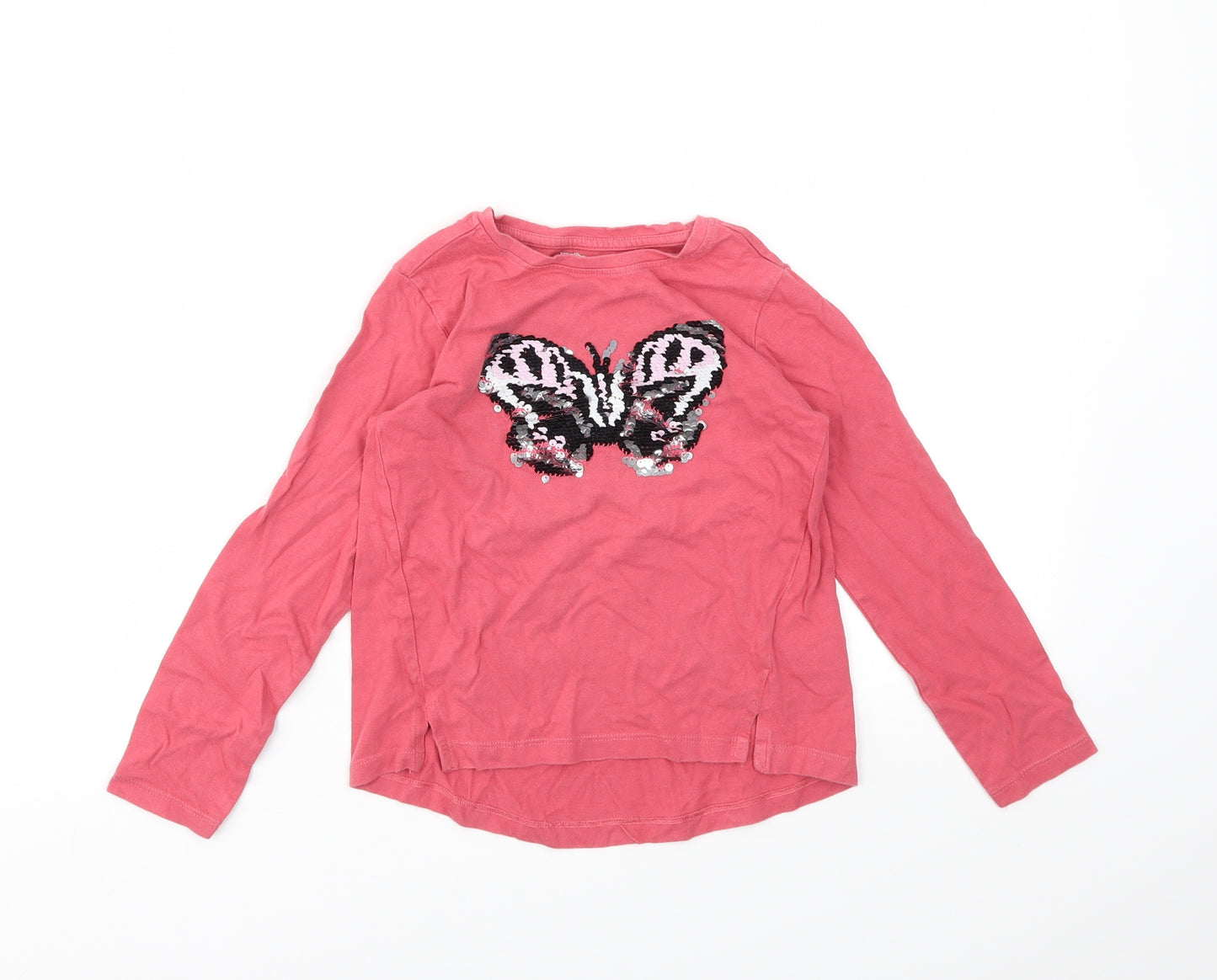Vertbaudet Girls Pink Animal Print  Basic T-Shirt Size 6 Years