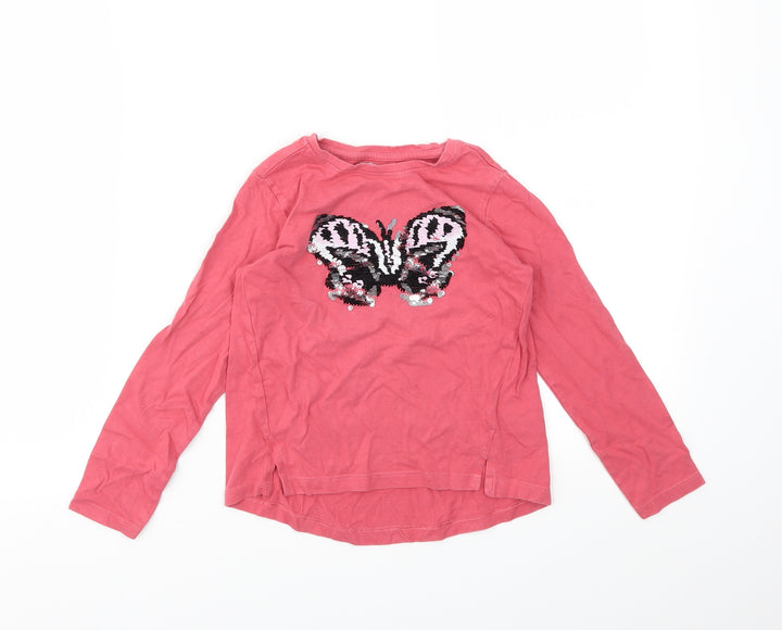 Vertbaudet Girls Pink Animal Print  Basic T-Shirt Size 6 Years