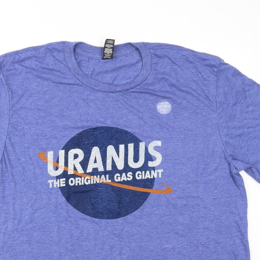 Anvil Mens Blue    T-Shirt Size L