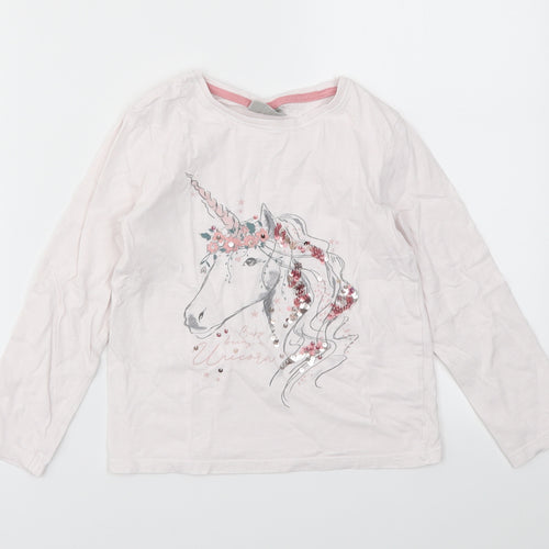 Matalan Girls Pink Animal Print  Basic T-Shirt Size 8 Years