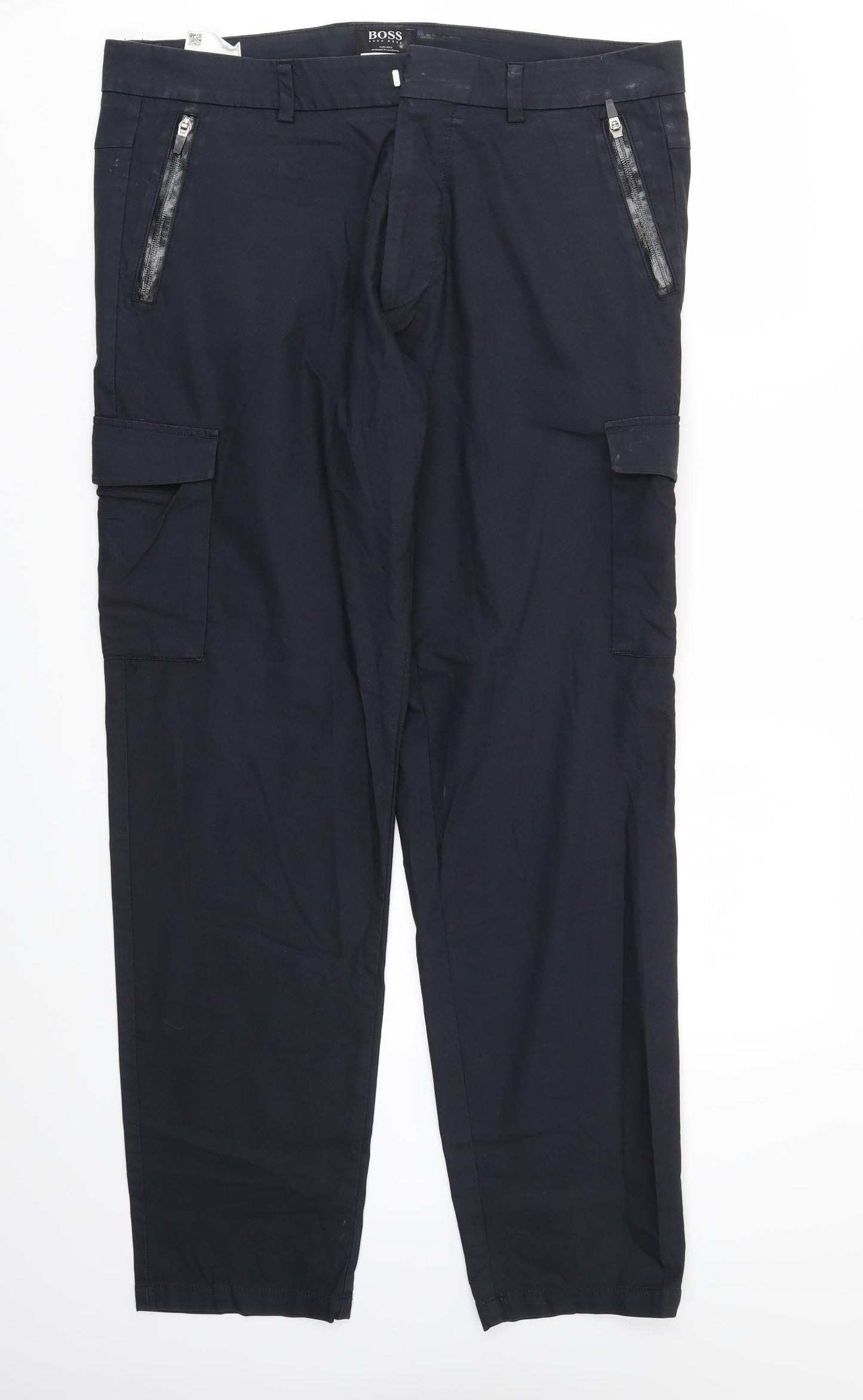 HUGO BOSS Mens Black   Cargo Trousers Size 52 L33 in