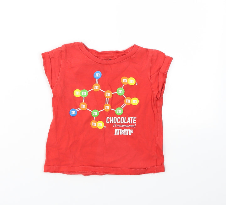 M&M Girls Red Basic T-Shirt Size 4 Years
