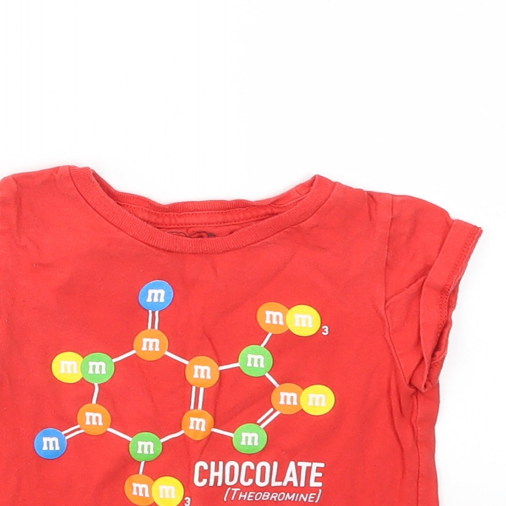 M&M Girls Red   Basic T-Shirt Size 4 Years