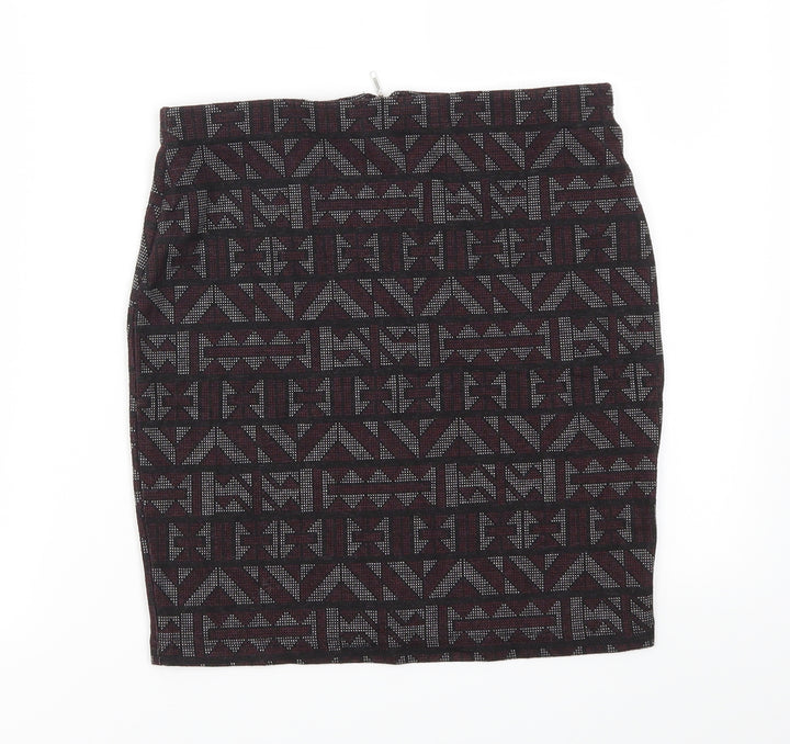 New Look Womens Multicoloured Argyle/Diamond A-Line Skirt Size 10 - stretch waistband