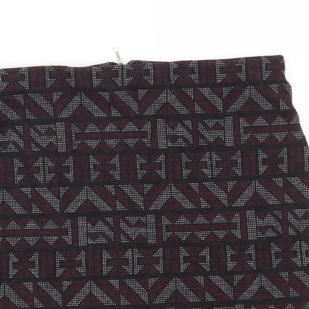 New Look Womens Multicoloured Argyle/Diamond  A-Line Skirt Size 10  - stretch waistband