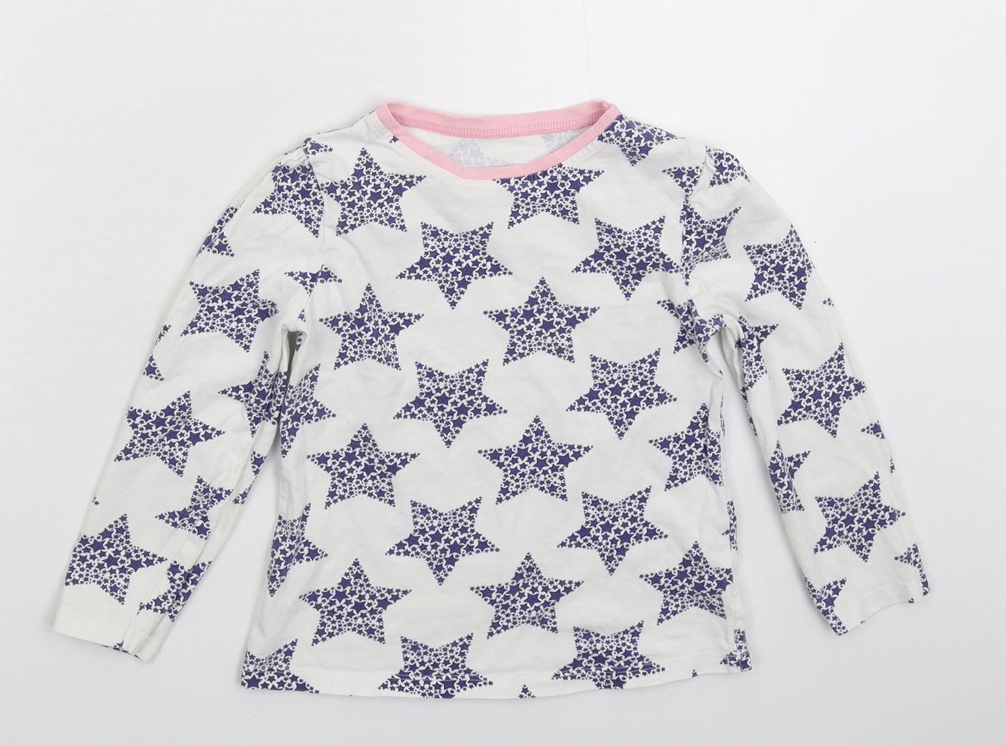 George Girls White Geometric  Basic T-Shirt Size 6-7 Years