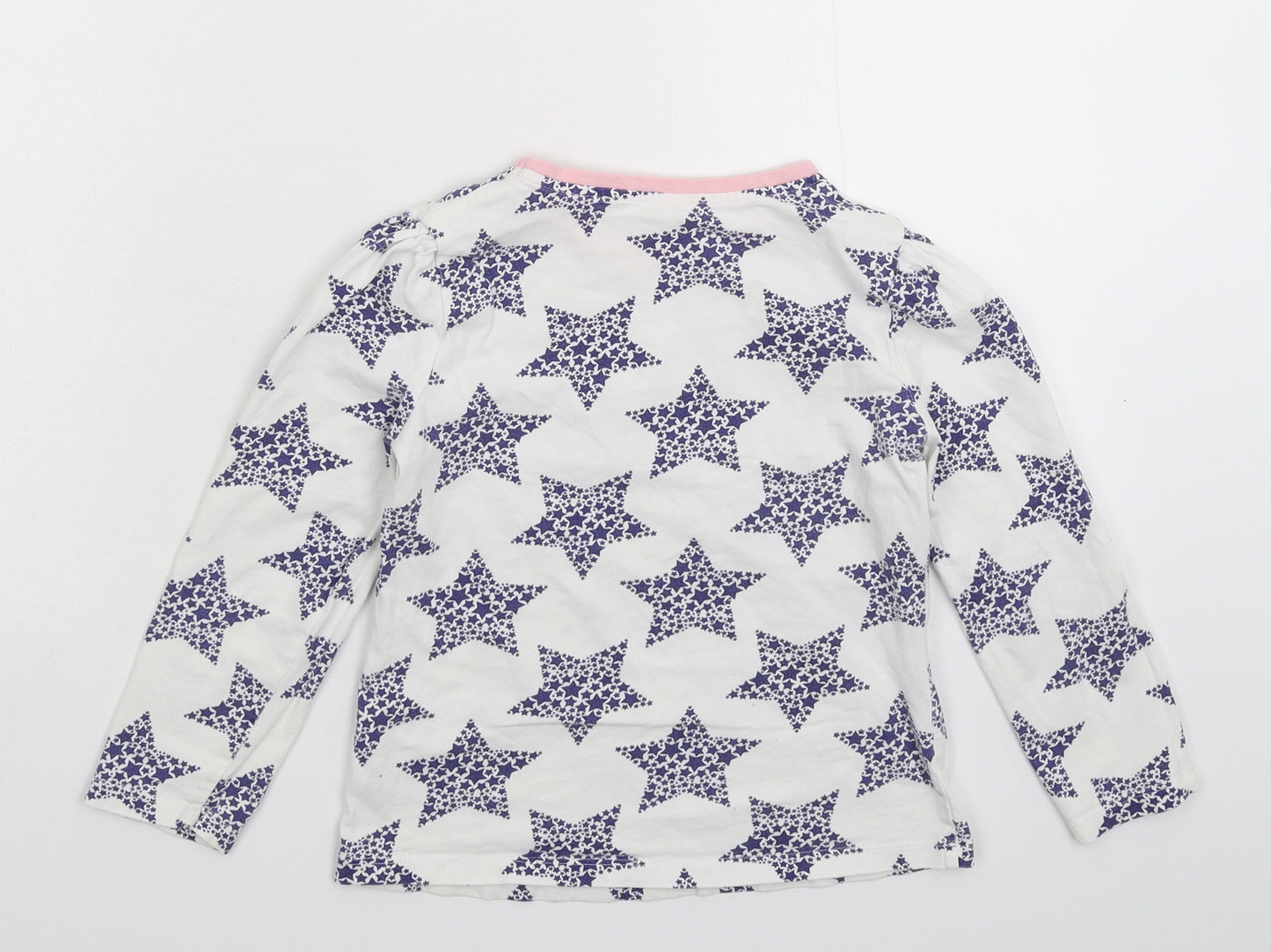 George Girls White Geometric  Basic T-Shirt Size 6-7 Years