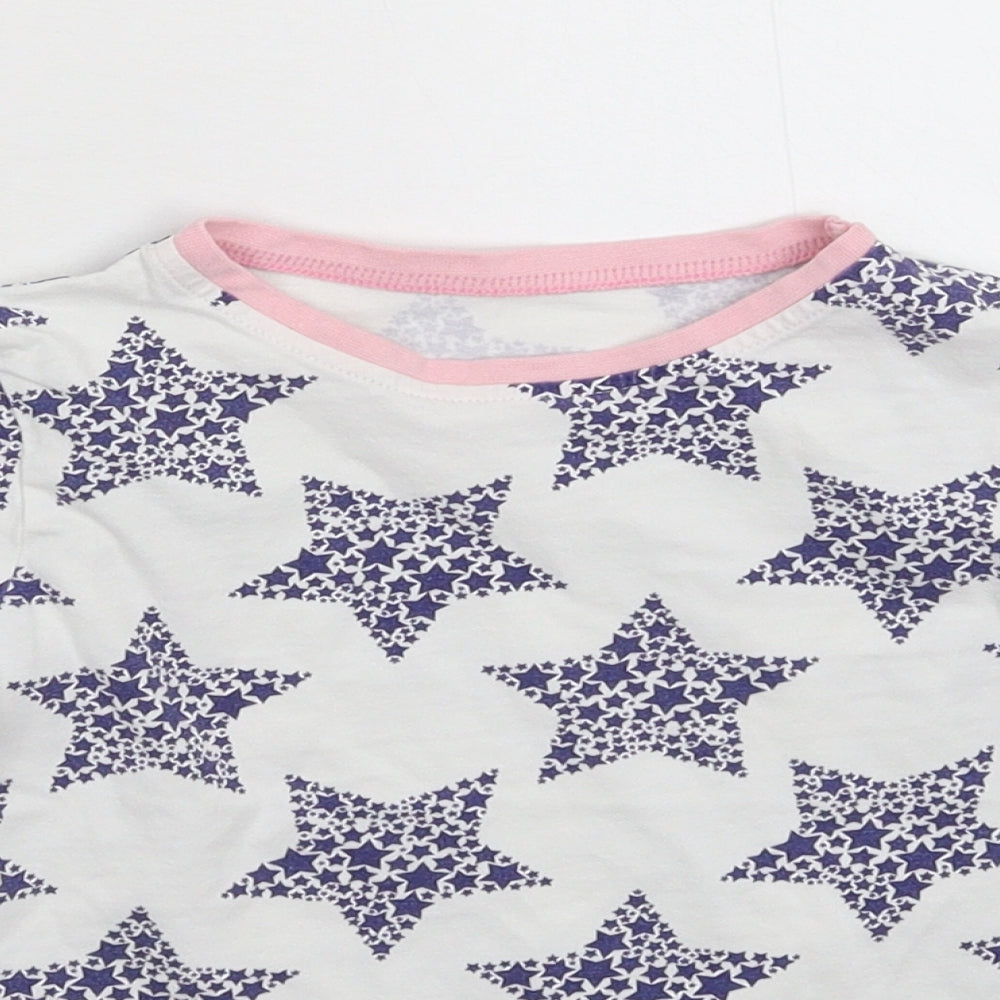 George Girls White Geometric  Basic T-Shirt Size 6-7 Years