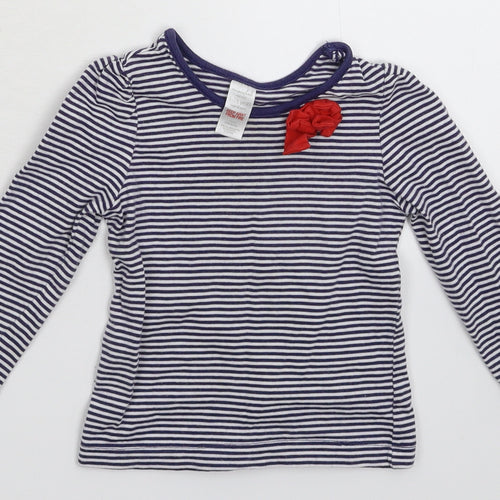Mini Club Girls Blue Striped  Basic T-Shirt Size 12-18 Months