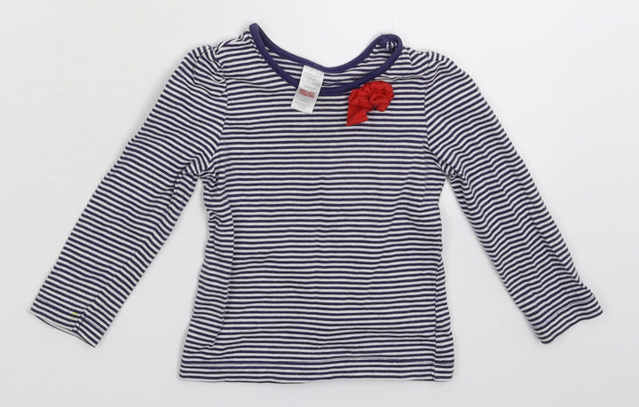 Mini Club Girls Blue Striped Basic T-Shirt Size 12-18 Months
