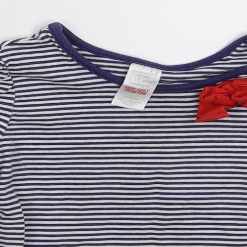 Mini Club Girls Blue Striped  Basic T-Shirt Size 12-18 Months