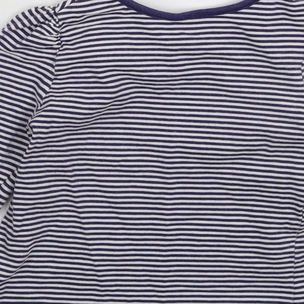 Mini Club Girls Blue Striped  Basic T-Shirt Size 12-18 Months