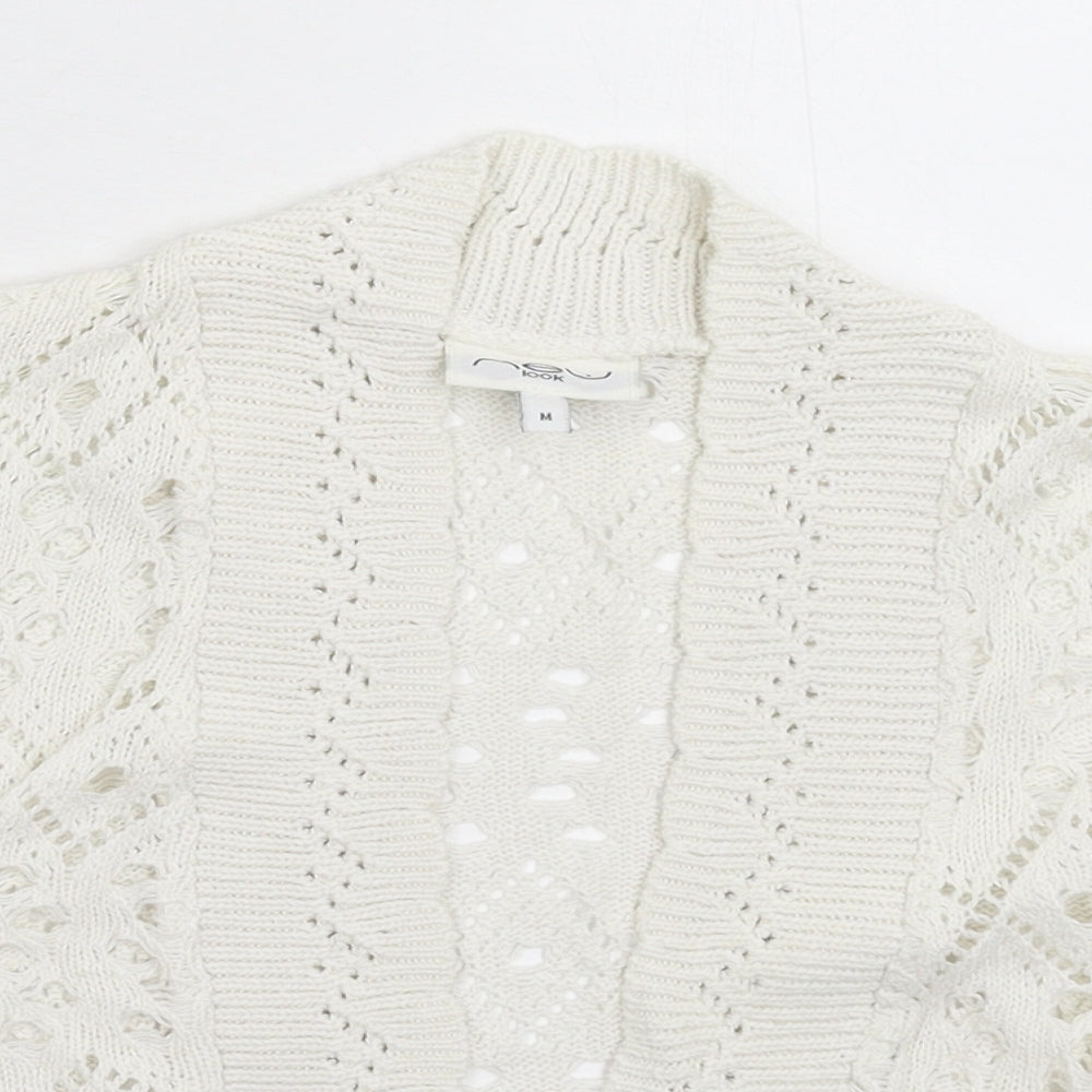 New Look Womens White  Knit Cardigan Jumper Size M