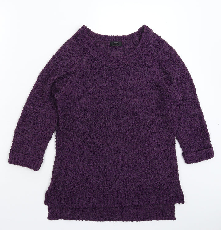 F&F Womens Purple Knit Pullover Jumper Size 12