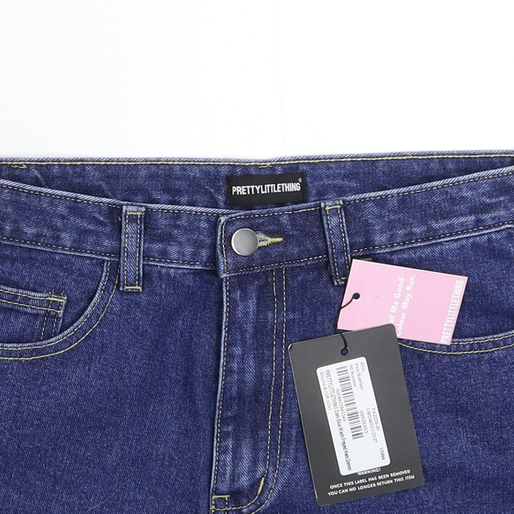 PRETTYLITTLETHING Womens Blue  Denim Hot Pants Shorts Size 8