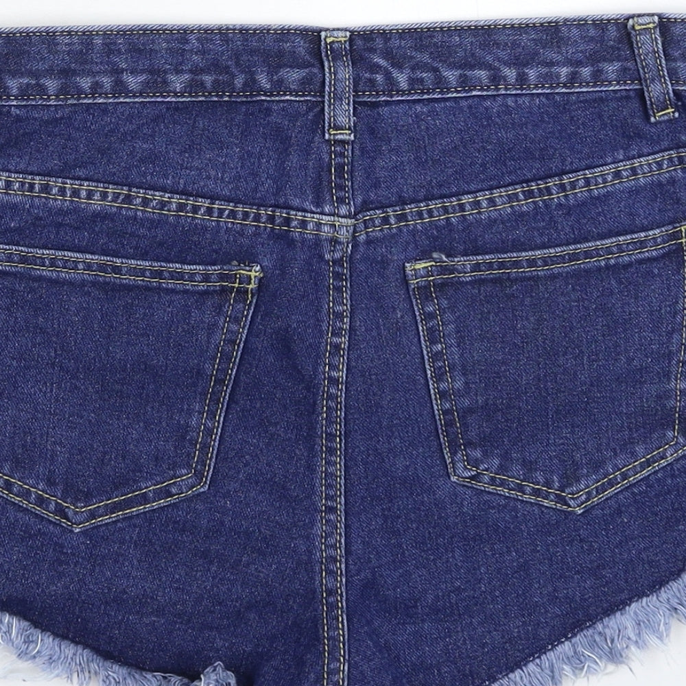 PRETTYLITTLETHING Womens Blue  Denim Hot Pants Shorts Size 8