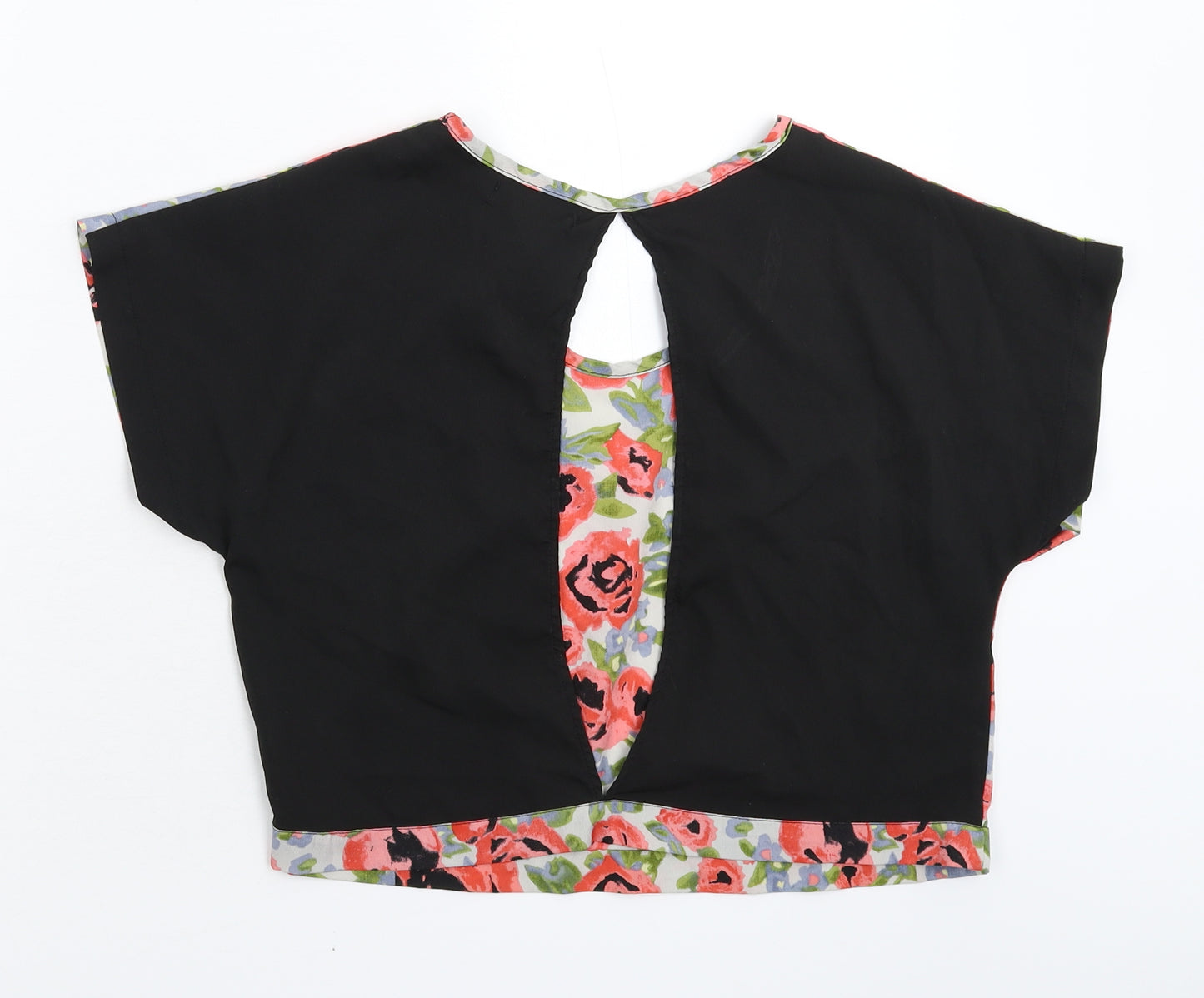 Atmosphere Womens Multicoloured Floral Satin Cropped T-Shirt Size 8