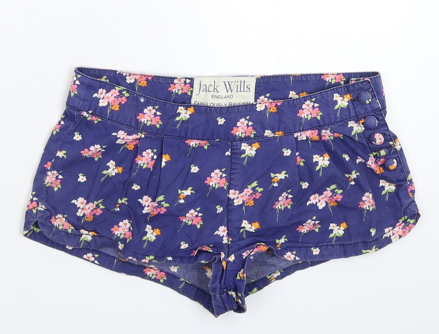 Jack Wills Womens Blue Floral  Hot Pants Shorts Size 8