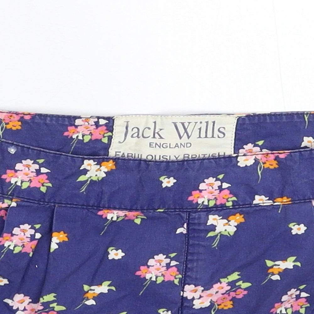 Jack Wills Womens Blue Floral  Hot Pants Shorts Size 8