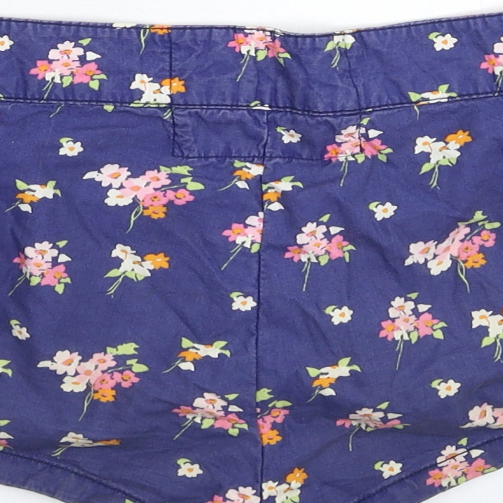 Jack Wills Womens Blue Floral  Hot Pants Shorts Size 8