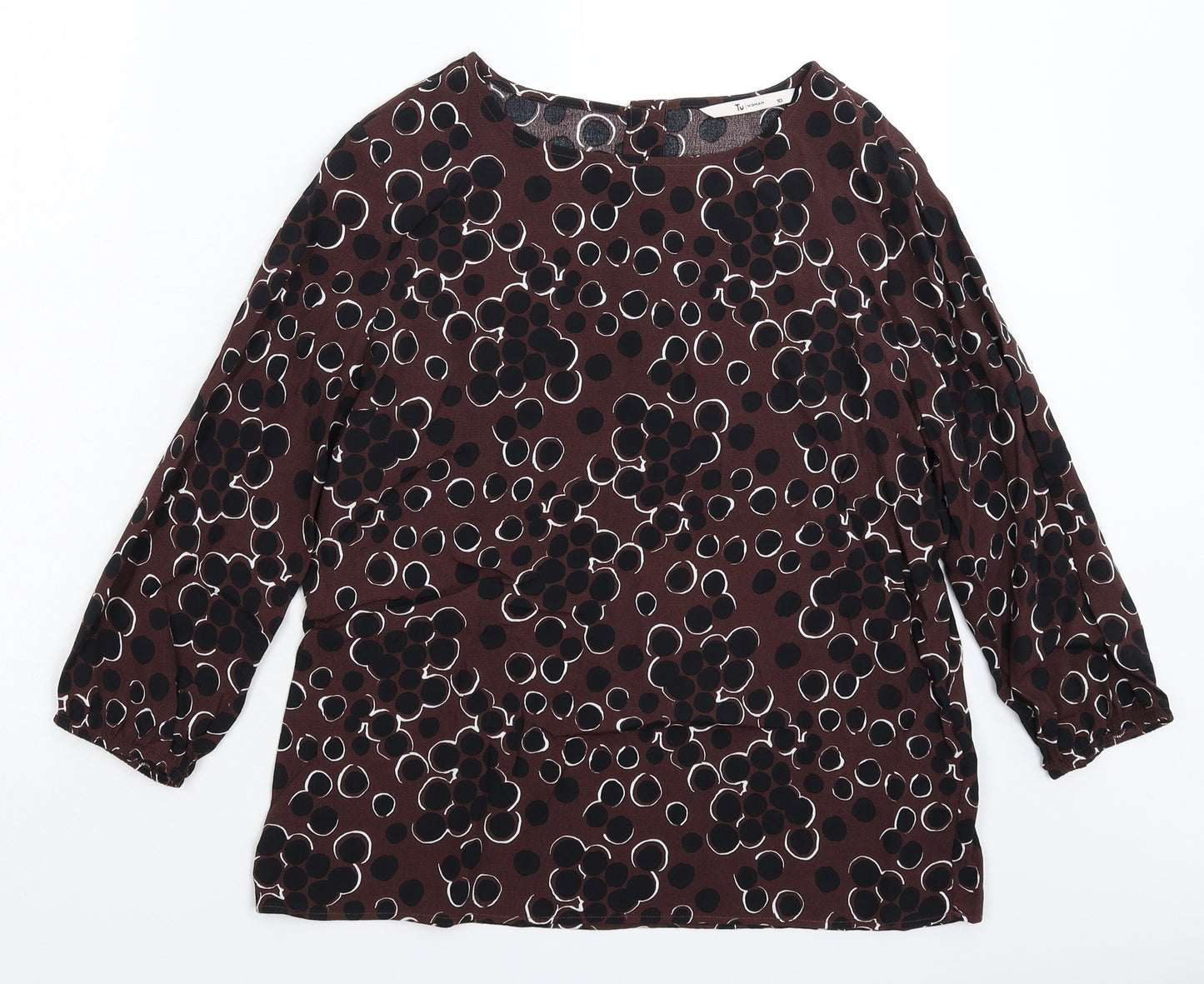 TU Womens Grey Polka Dot  Basic Blouse Size 10