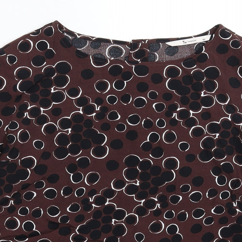 TU Womens Grey Polka Dot  Basic Blouse Size 10