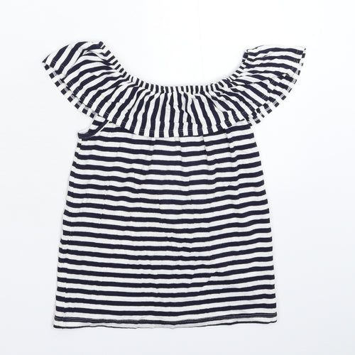Avenue Girls Blue Striped  Basic T-Shirt Size 7-8 Years