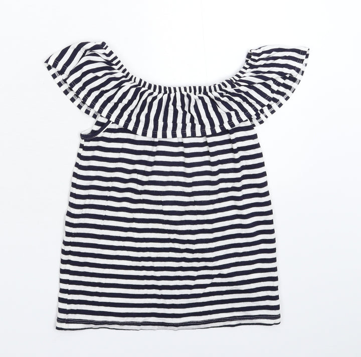 Avenue Girls Blue Striped Basic T-Shirt Size 7-8 Years